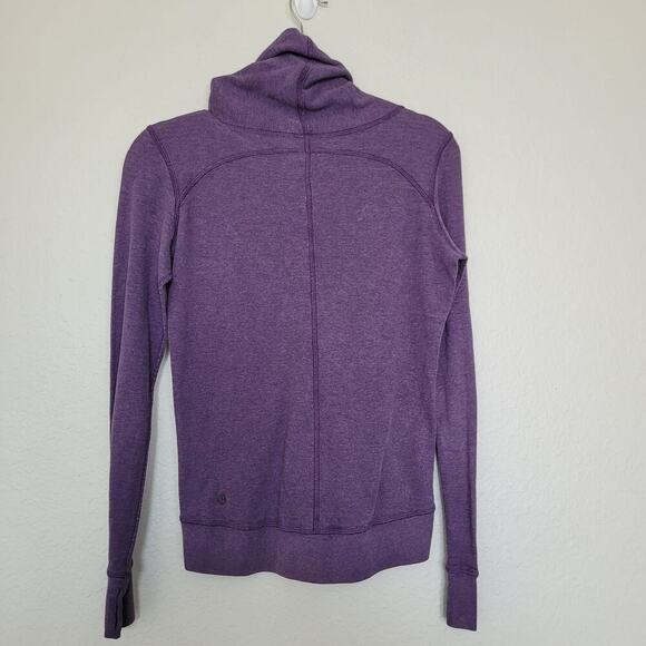 Lululemon Women's Pullover Sweatshirt Size S Purple Striped Reversible Cowl Neck - Picture 2 of 11